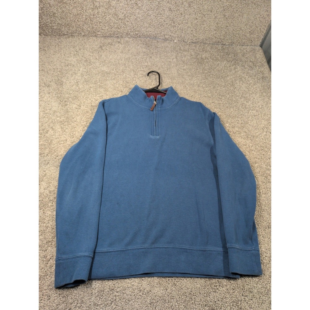 Lands End Mens Blue 100% Cotton Quarter Zip Pullover Sweatshirt Size M 38-40